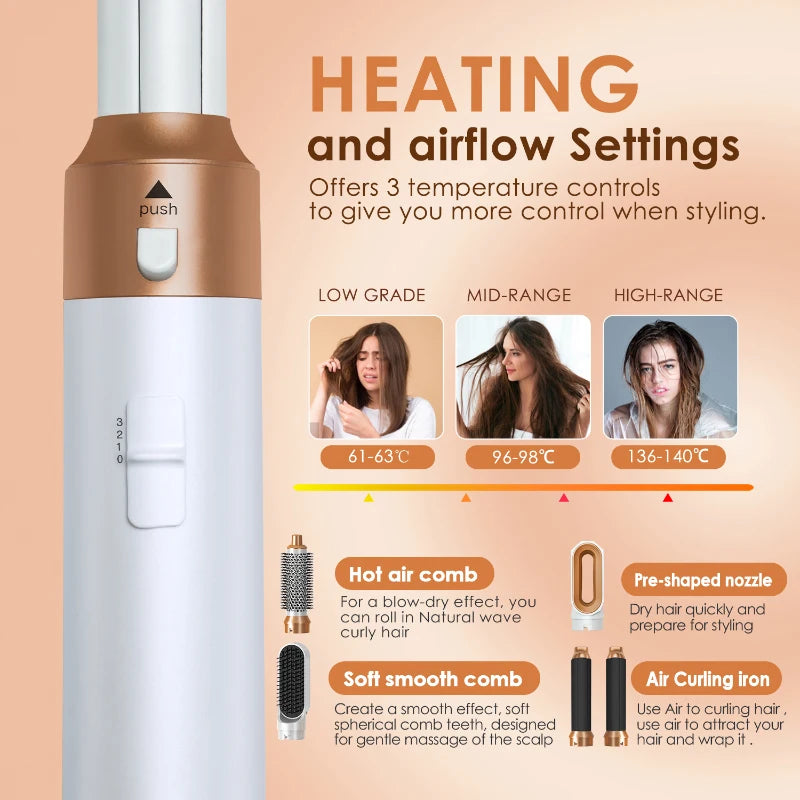 CowLost | 5-in-1-hair-dryer-hot-comb-set-professional-curling-iron-hair-straightener-styling-tool-for-professional-hair-dryer-household |10