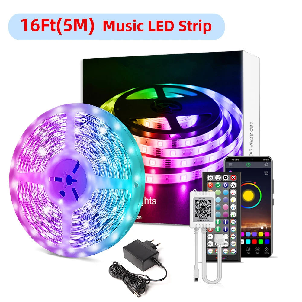 RGB 5050 LED Strip Light 12V 30 LEDs/M Music Sync APP Remote Control Flexible Tape