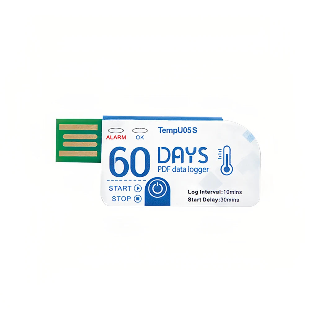 TempU05S USB Temperature Data Logger 60-Day Disposable 10000-Point PDF Report Cold Chain Recorder