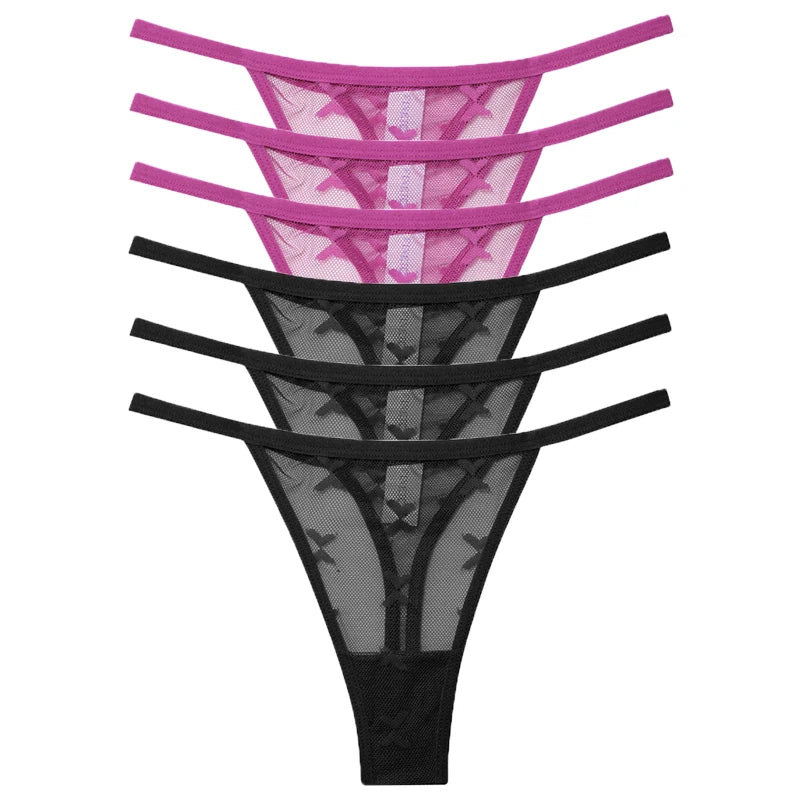 CowLost | activewear-pants-6pcs-women-transparent-mesh-thong-panties-g-string |32