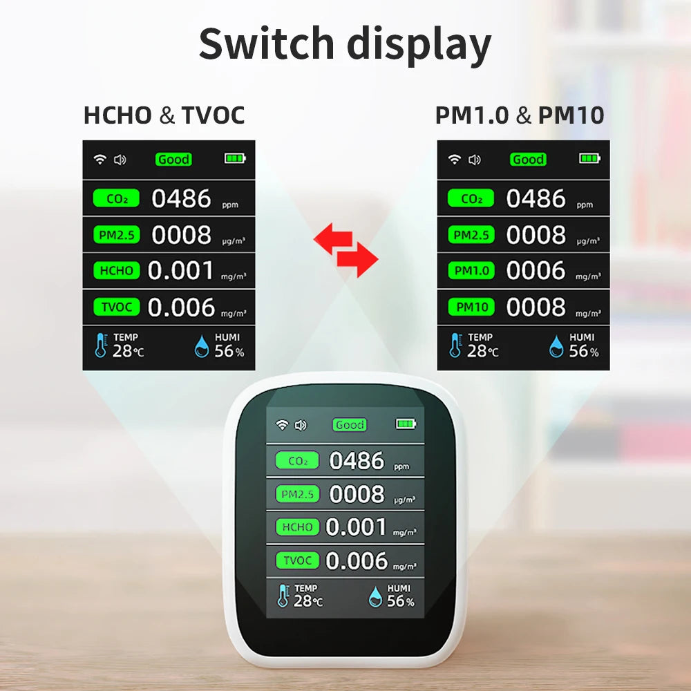 Portable WIFI Air Quality Tester with APP Control PM2.5 CO2 Temperature Humidity Meter