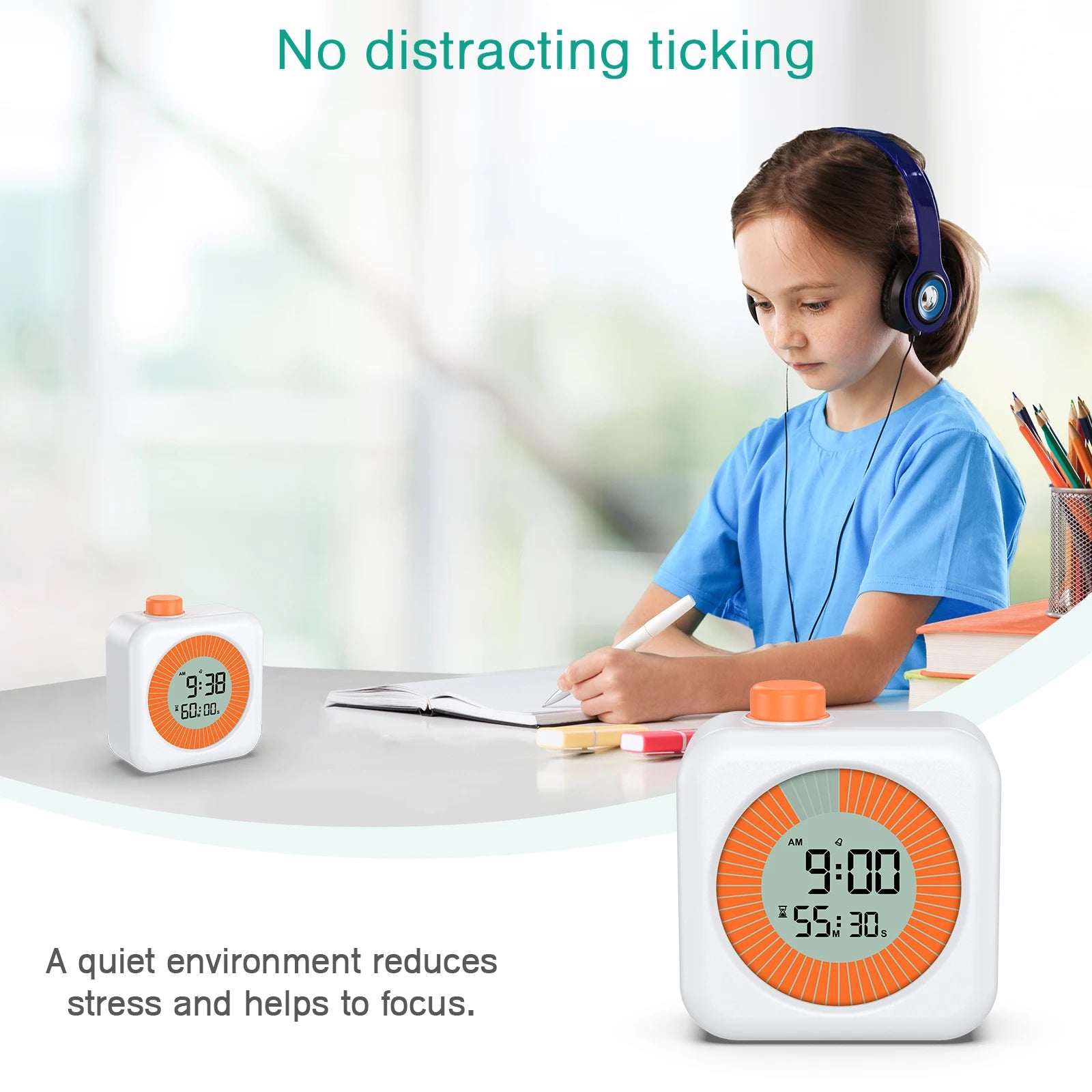 ORIA Digital 60-Minute Visual Timer with Alarm for Study and Teaching