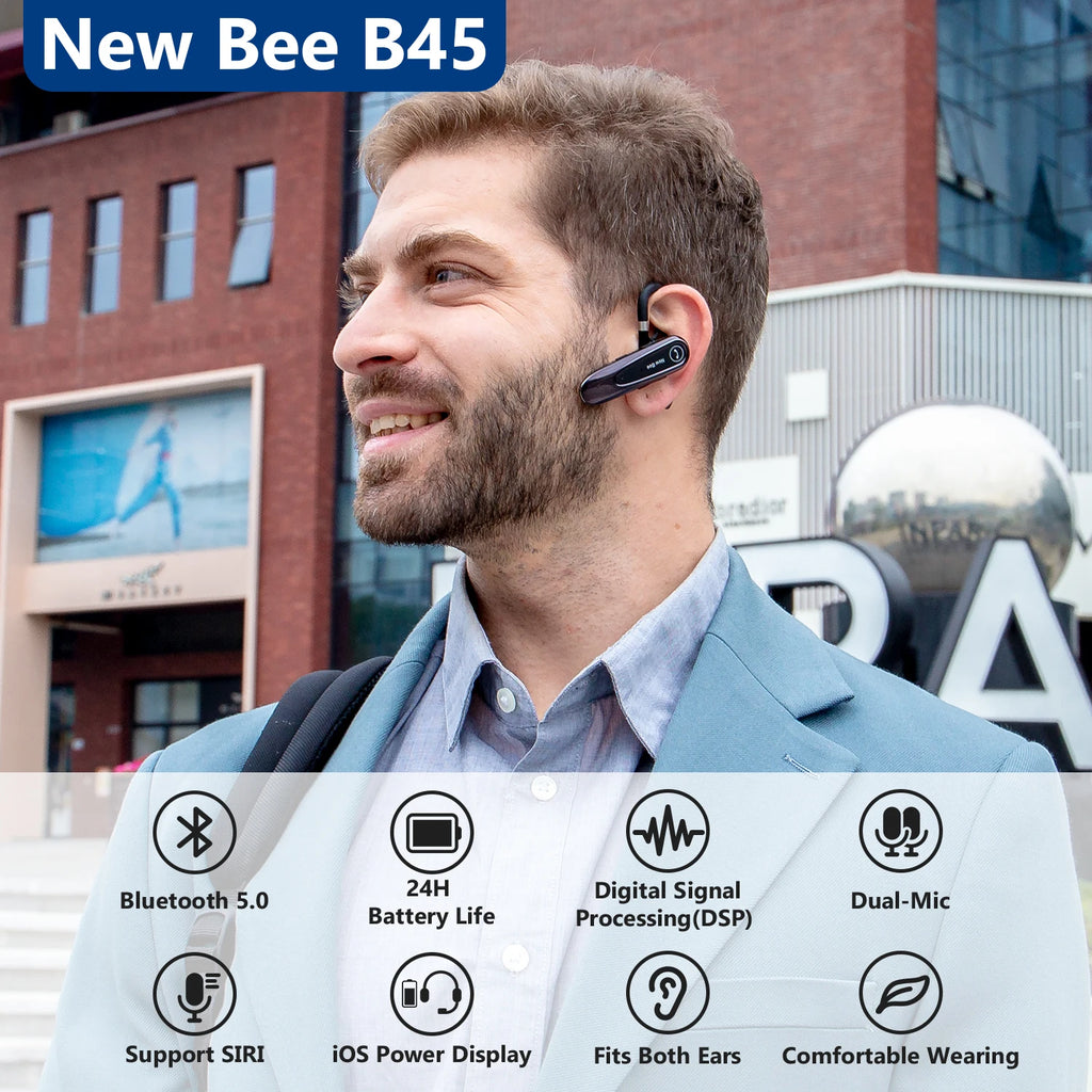 CowLost | mobile-phone-cases-new-bee-b45-bluetooth-wireless-earphones-with-dual-mic-and-noise-reduction |1