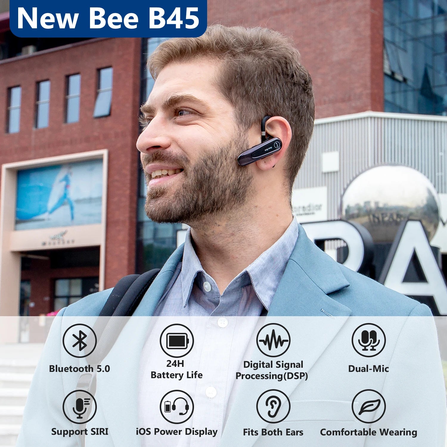 CowLost | new-bee-b45-bluetooth-5-0-earphones-dual-mic-mute-wireless-headset |7