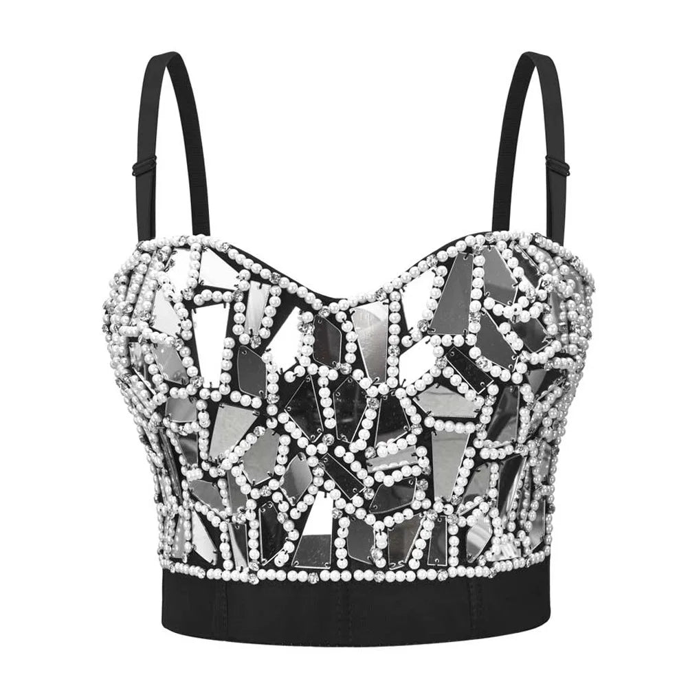 CowLost | activewear-pants-grey-diamond-beaded-punk-rave-brassiere-for-women |13
