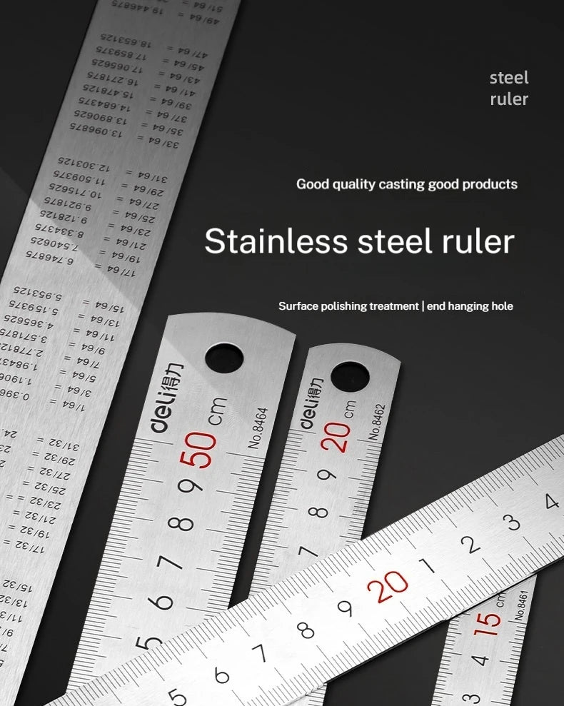 CowLost | deli-stainless-steel-ruler-for-students-and-woodworkers |6