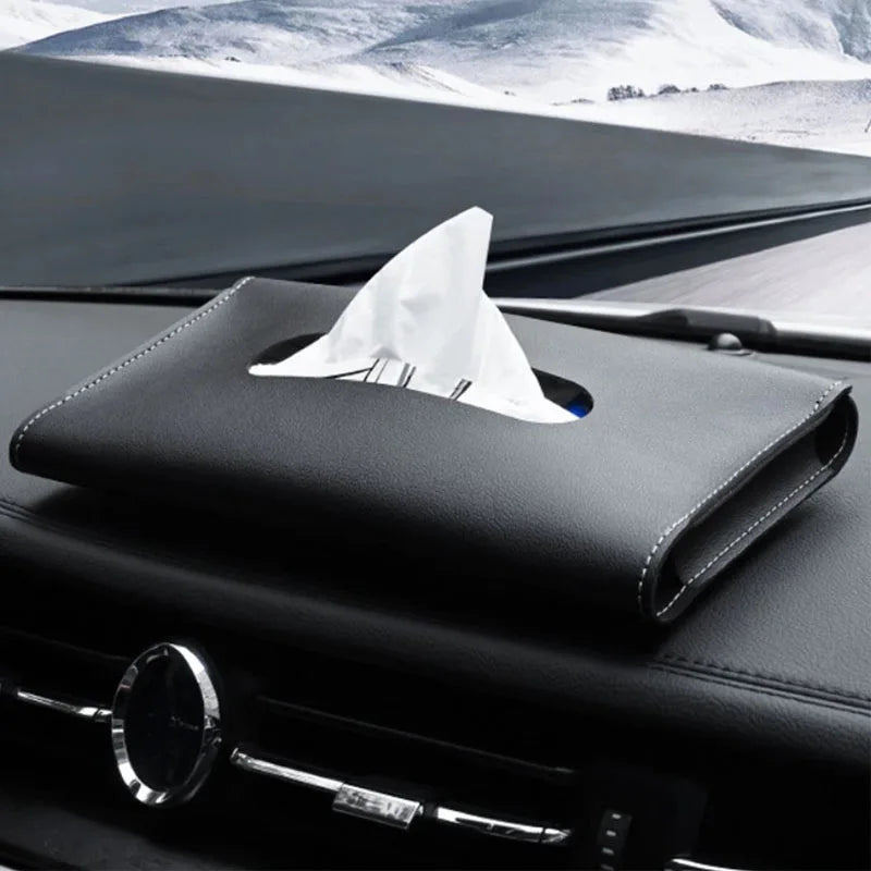 CowLost | 2-colors-tissue-box-pu-leather-car-sun-visor-hanging-holder |1