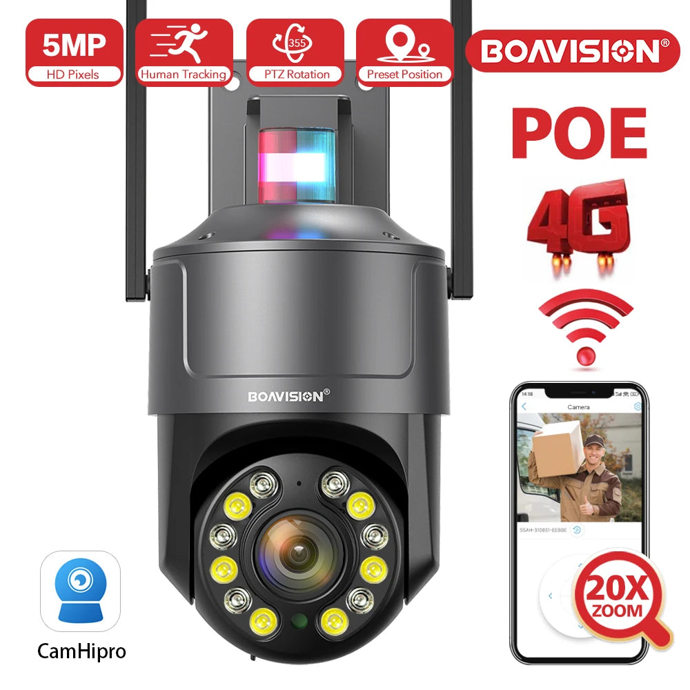 CowLost | 5mp-20x-zoom-outdoor-surveillance-camera-ptz-wifi-4g-poe-red-blue-warning-lights-human-detection-auto-tracking-security-camera |1