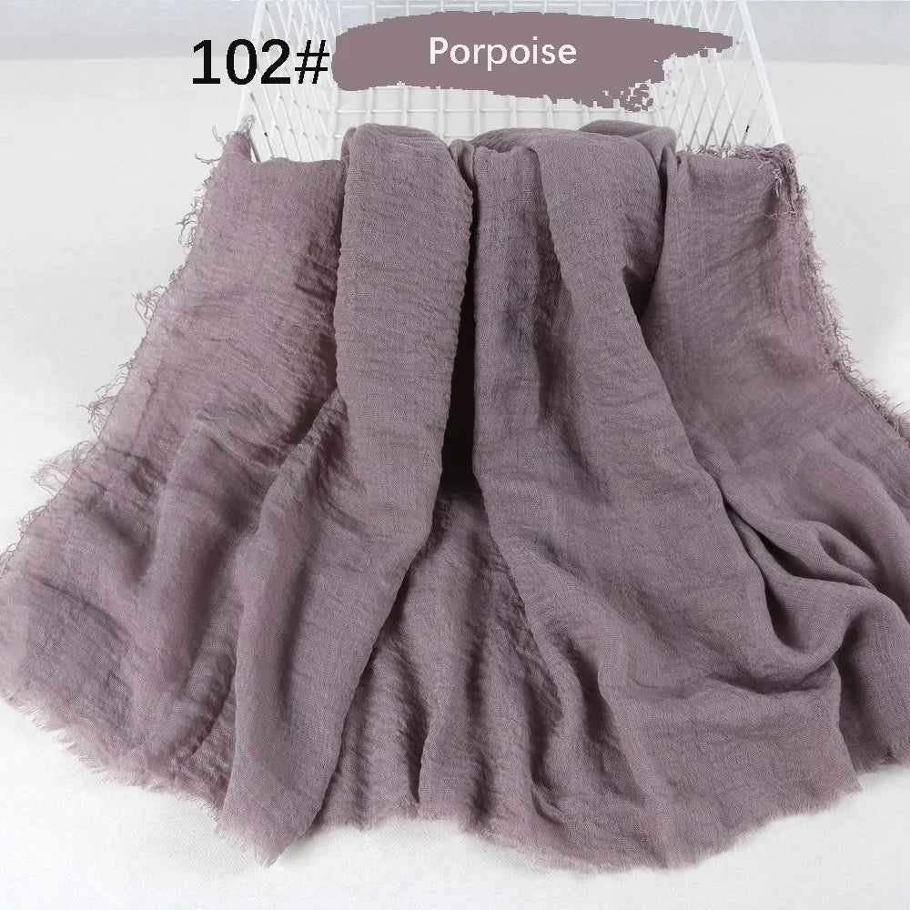 180X90CM Muslim Women Crinkle Hijab Soft Cotton Scarf