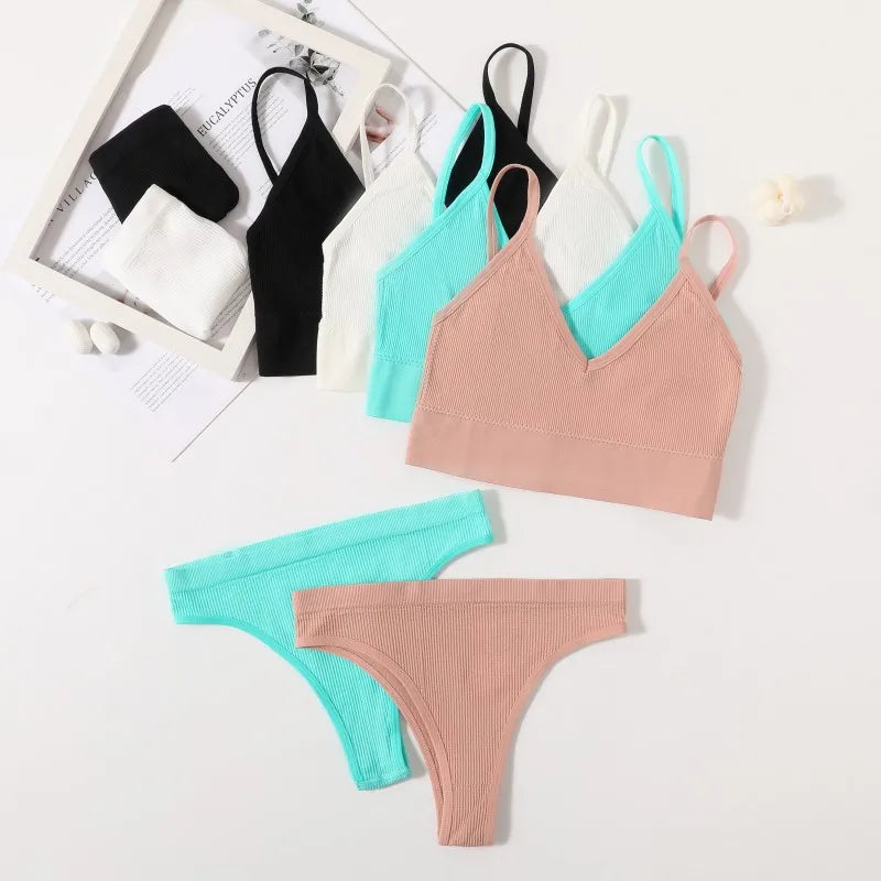CowLost | product_id-women-seamless-wire-free-bra-high-leg-thong-set-with-u-back |1