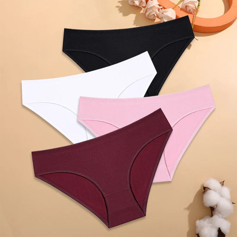 CowLost | activewear-pants-4pcs-womens-low-waist-cotton-seamless-stretchy-panties-set |18