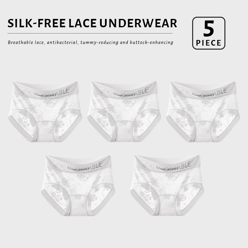 CowLost | product_id-fallsweet-5-pack-plus-size-women-s-floral-lace-seamless-briefs-with-letter-embroidery |8