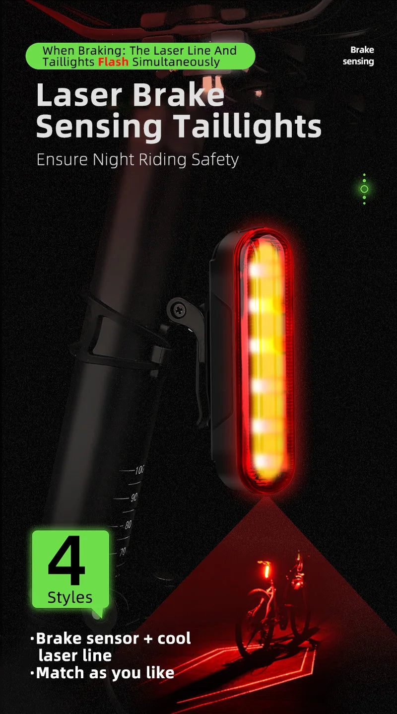 CowLost | west-biking-bike-taillight-laser-brake-sensing-rear-light-ipx5-waterproof-usb-charging-bike-light-mtb-road-bicycle-accessories |7