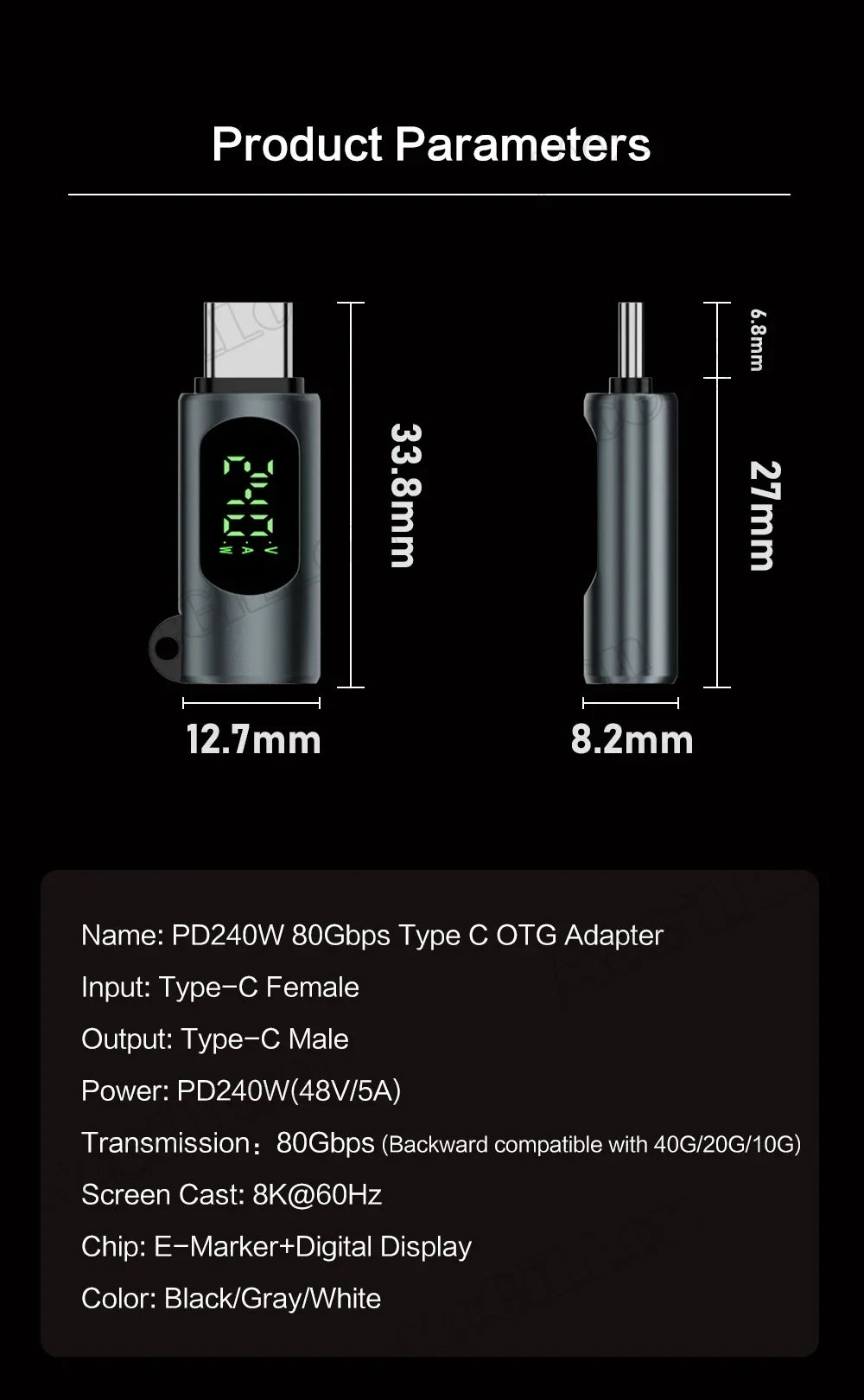CowLost | product_id-usb-4-0-80gbps-pd-240w-type-c-to-type-c-digital-display-adapter-fast-charger-for-iphone-16-samsung-laptops |14