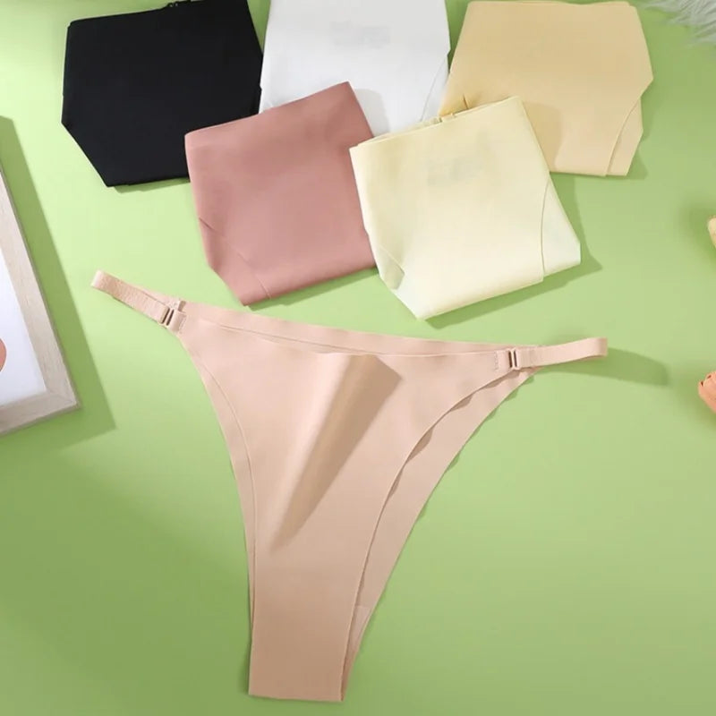 CowLost | product_id-4pcs-women-s-seamless-low-rise-ice-silk-brazilian-briefs-with-side-buckle-s-xl |1