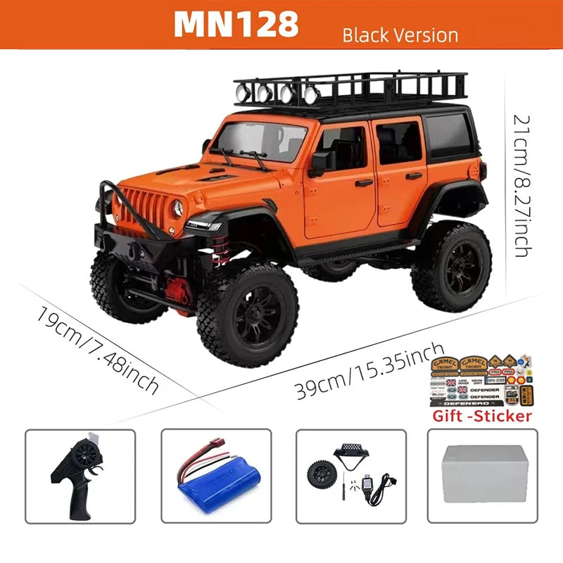 CowLost | fencing-barriers-mn128-1-12-4wd-rc-jeep-model-2-4g-remote-control-led-light-off-road-climbing-truck-electric-toy-car-gift-for-boy |18