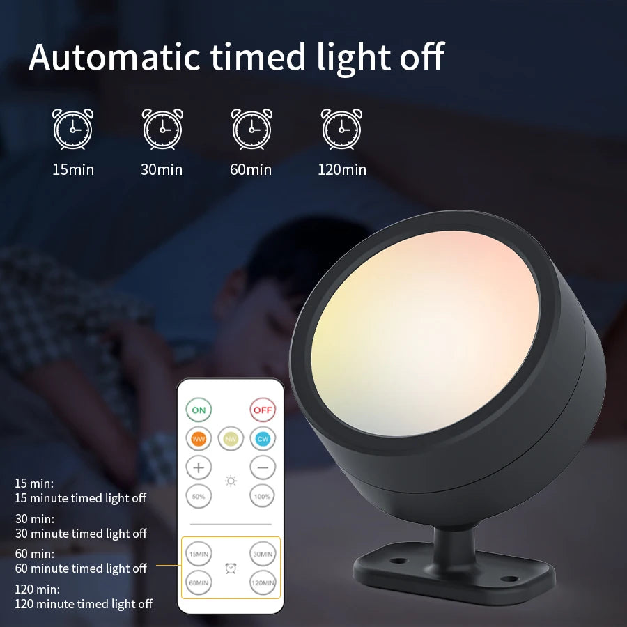 CowLost | product_id-rechargeable-360-rotatable-magnetic-rgb-3-color-led-wall-lamp-with-touch-remote-control-for-bedroom-and-living-room |8
