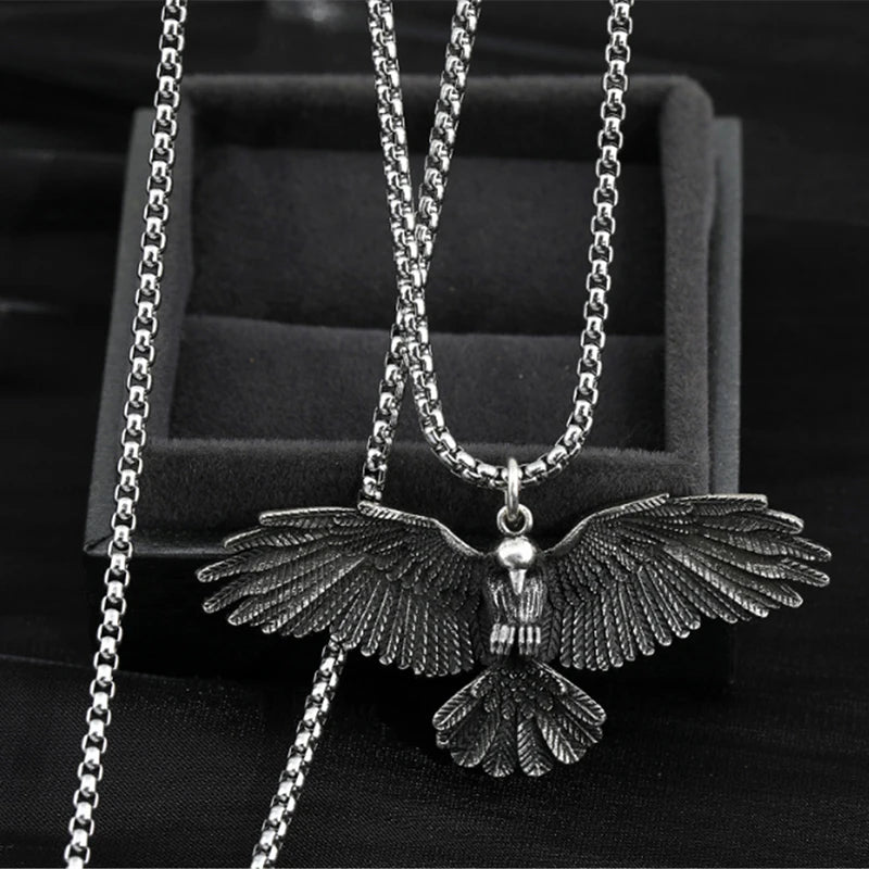 CowLost | product_id-2022-fashion-simple-compact-crow-raven-eagle-pendant-necklace-for-men-and-women |8