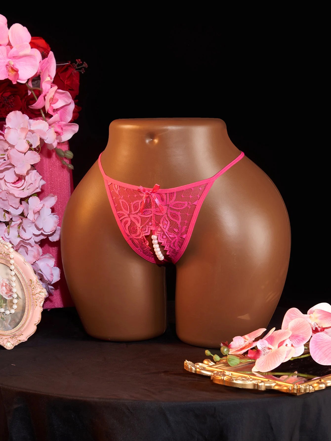 CowLost | 1pcs-women-lace-beading-panties-ladies-erotict-crotchless-thongs-g-string-lingerie |1