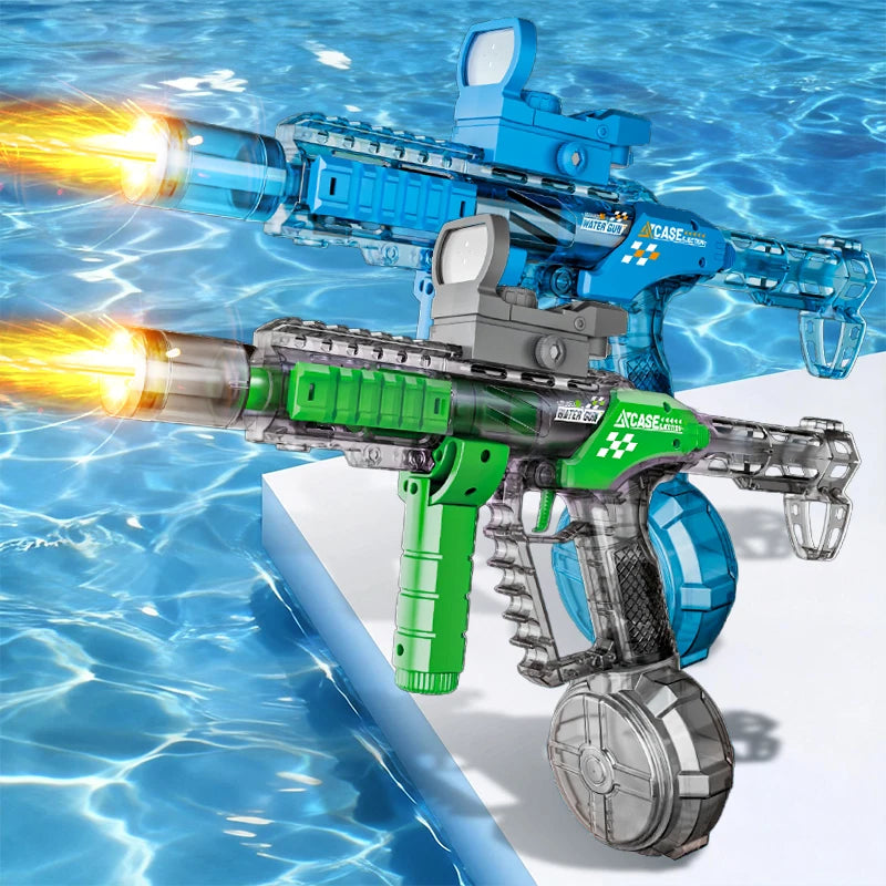 Long Range Electric Water Gun Toy with Automatic Sensor and Muzzle Flame for Kids