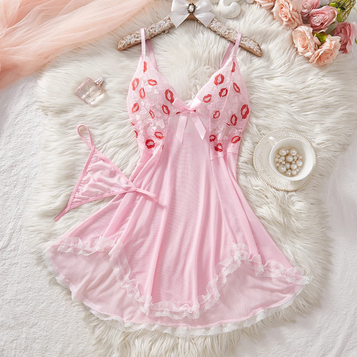 CowLost | pink-lips-sexy-lingerie-kawaii-intimate-dress-women-lace |1