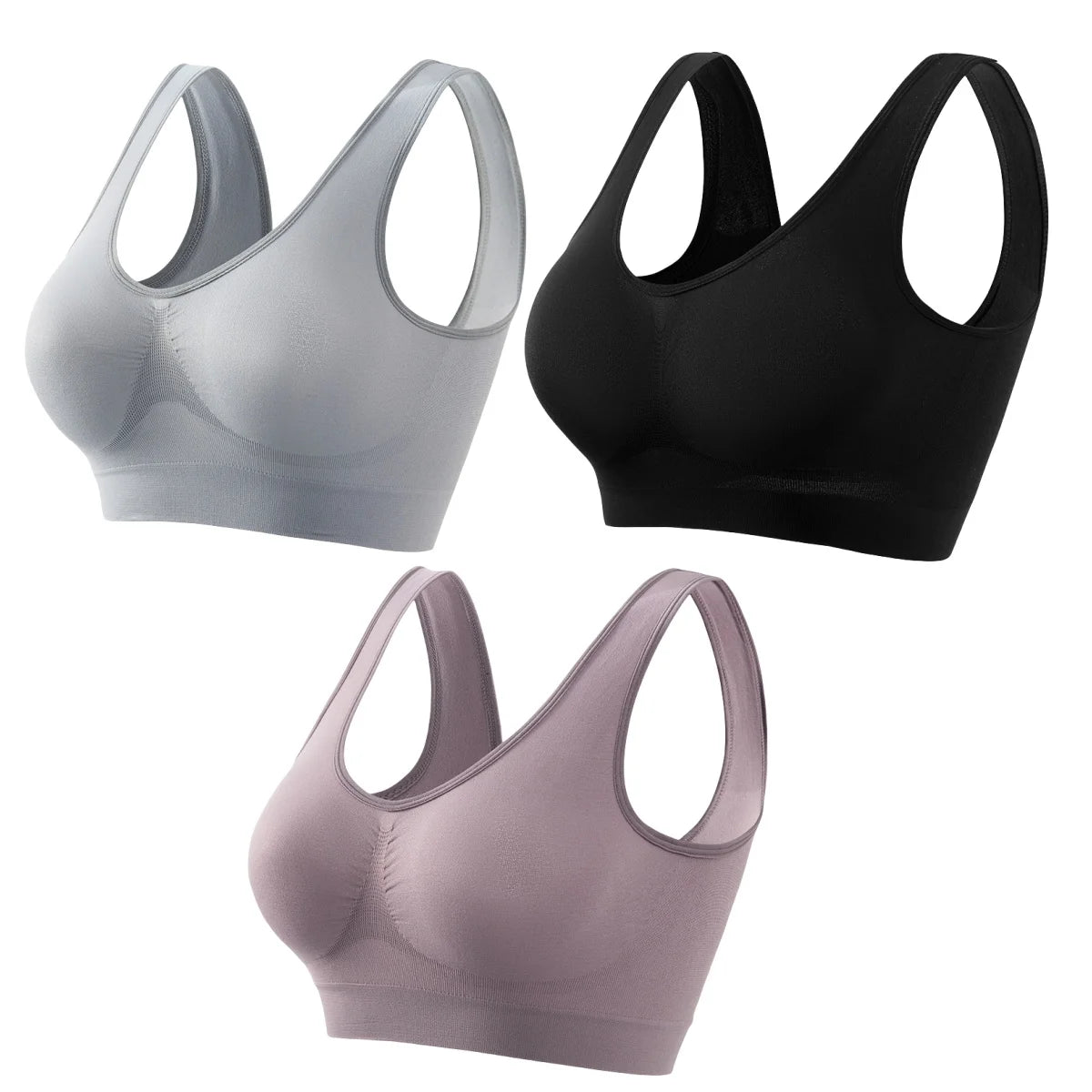 CowLost | product_id-3pcs-seamless-wireless-plus-size-crop-top-bra-set-s-5xl-breathable-sport-brassiere |15