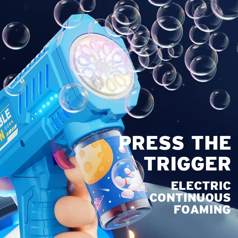 Automatic Bubble Gun Rocket Blower with Bubble Liquid Toy for Kids Outdoor Beach Gifts