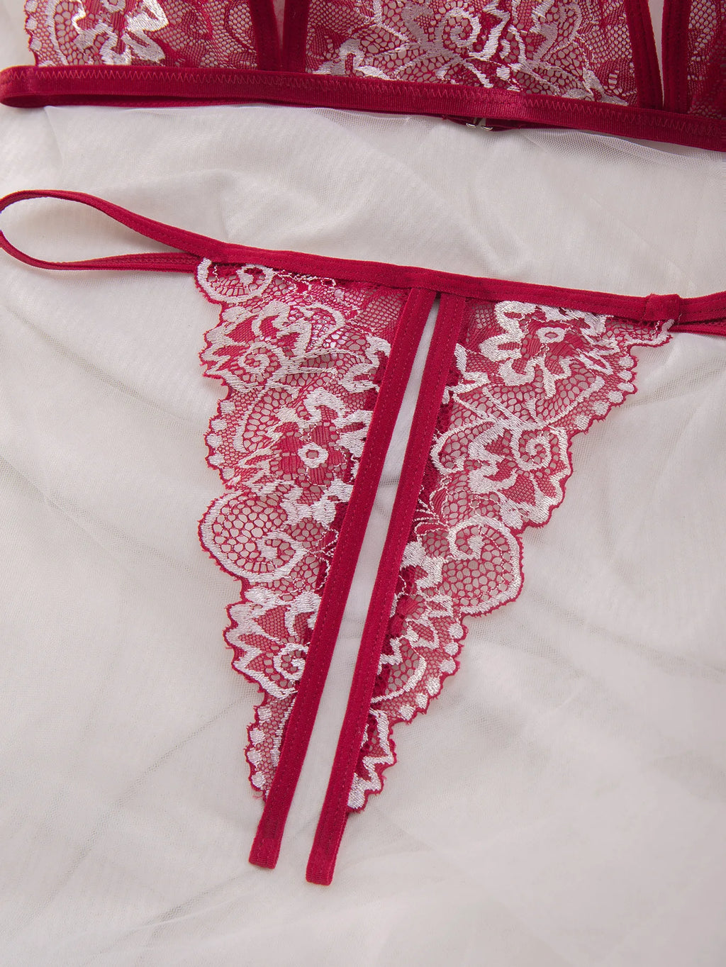 CowLost | floral-lace-sexy-lingerie-bow-open-split-cup-intimates-bra-and-thongs-sets |16