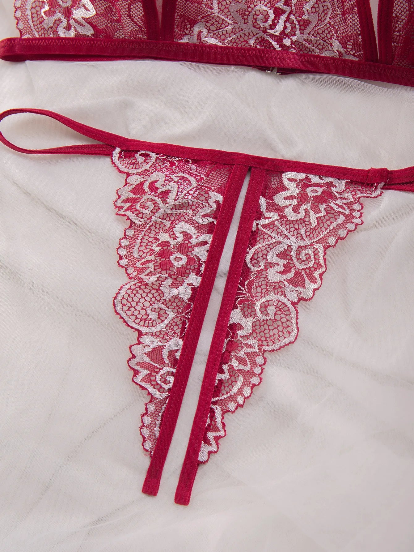 CowLost | floral-lace-sexy-lingerie-bow-open-split-cup-intimates-bra-and-thongs-sets |16