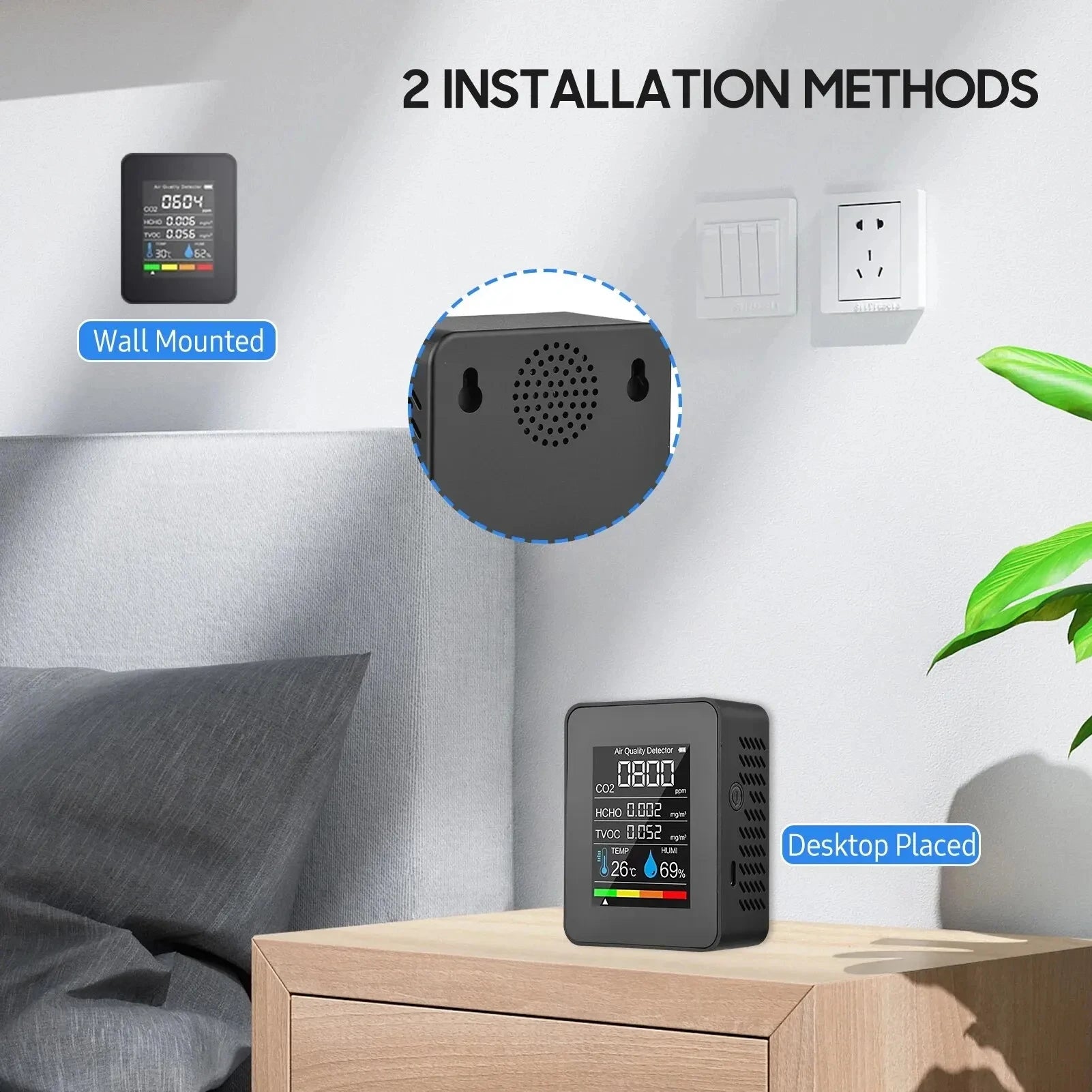 CowLost | homefish-5in1-temperature-humidity-tester-co2-meter-digital-carbon-dioxide-tvoc-hcho-detector-air-quality-monitor |9