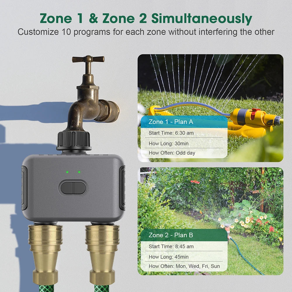 Tuya Smart Dual Water Timer Bluetooth Zigbee Outdoor Garden Irrigation Controller