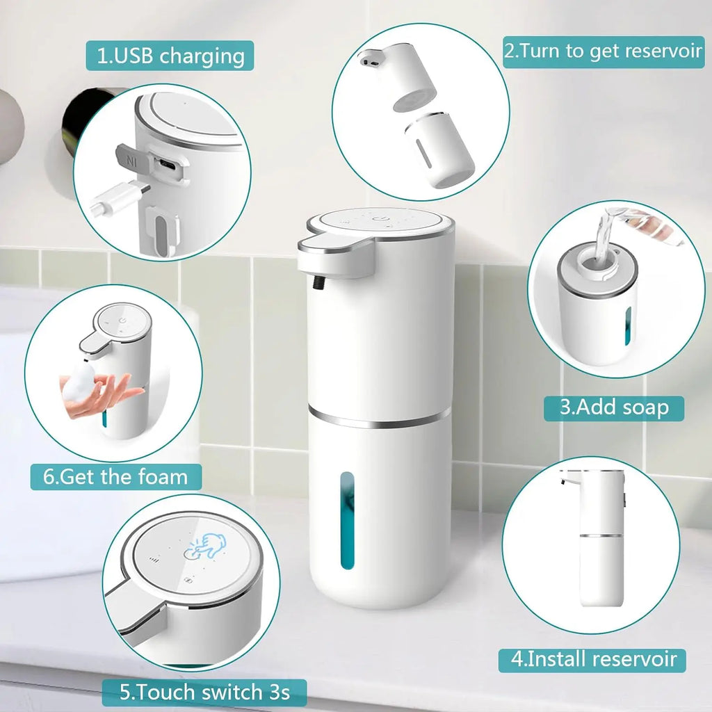 CowLost | product_id-homefish-380ml-touchless-usb-rechargeable-automatic-foaming-soap-dispenser-with-4-foam-levels |10