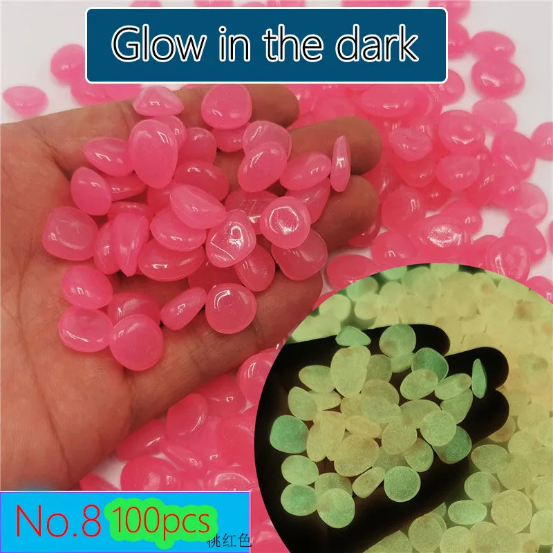 100pcs 14x11mm Dark Pebbles Glow Fish Garden Stone Aquarium Decoration