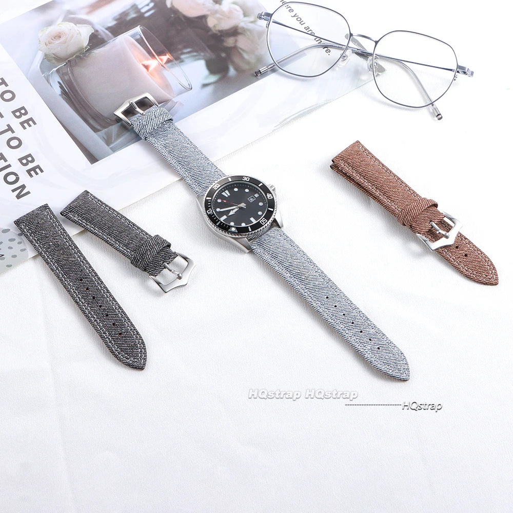 CowLost | product_id-sailcloth-denim-pattern-nylon-leather-watch-strap-18-22mm-sport-wristband-unisex |4