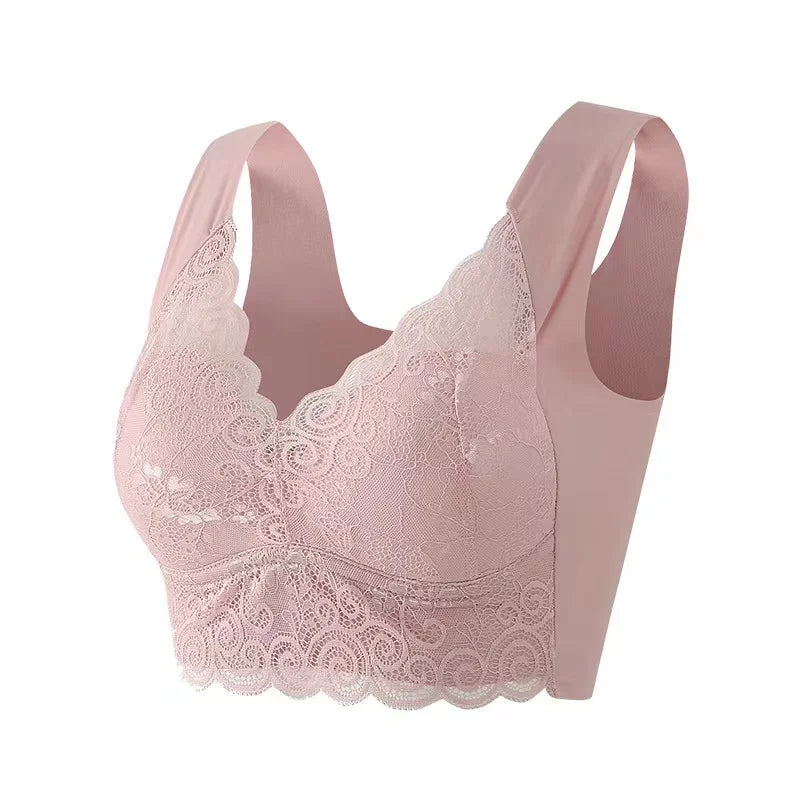CowLost | product_id-seamless-wire-free-gathered-lace-bra-large-size-anti-sagging-support-for-women |24