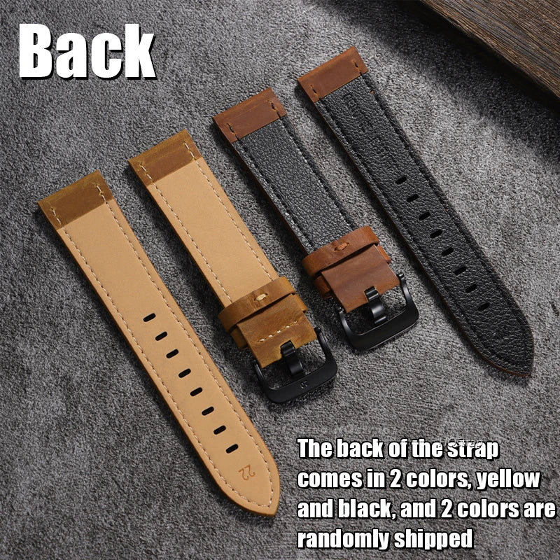 Leather Watch Strap 18-24mm for Samsung Galaxy Watch 7/6/5/4, Gear, Xiaomi, Casio Vintage Band