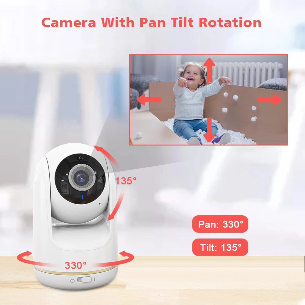 CowLost | vb803-baby-monitor-5-inch-720p-larger-display-with-camera-330-pan-135-tilt-3x-zoom-2-way-audio-night-vision-babysitter-camera |8