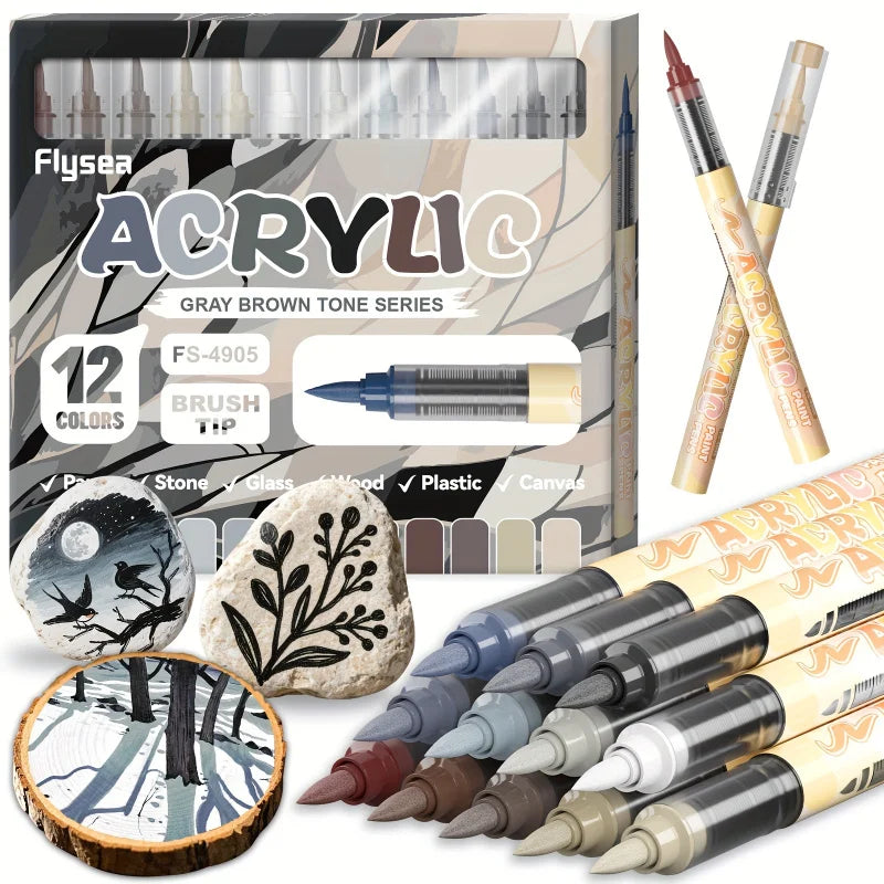 CowLost | markers-product_id-12-colors-acrylic-paint-markers-set-with-soft-brush-and-fine-tips-for-wood-canvas-rock-glass |1
