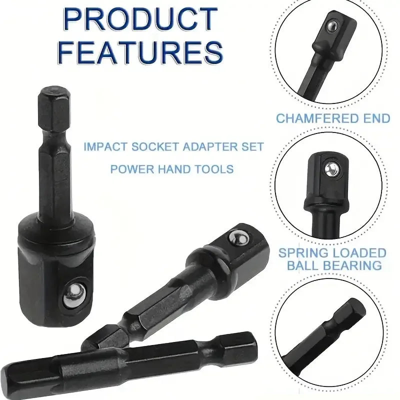 CowLost | 12pcs-impact-socket-adapter-set-25mm-73mm-1-4-hex-shank-extension-for-cordless-drill-quick-change-nut-driver-conversions |3