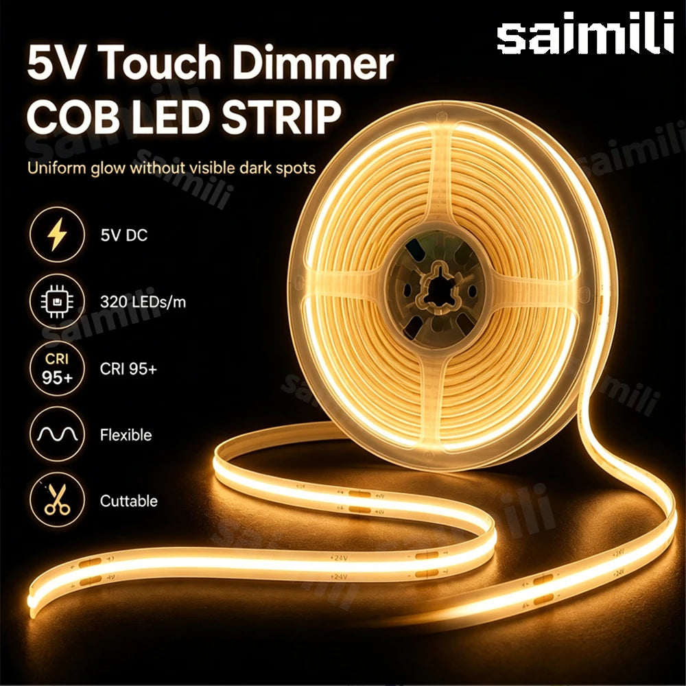 CowLost | tv-led-backlight-strips-bars-product_id-led-cob-usb-touch-dimmer-light-strip-5v-flexible-indoor-backlight-lamp |8