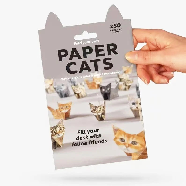 50pcs DIY Origami Paper Cats Folding Animal Craft Set