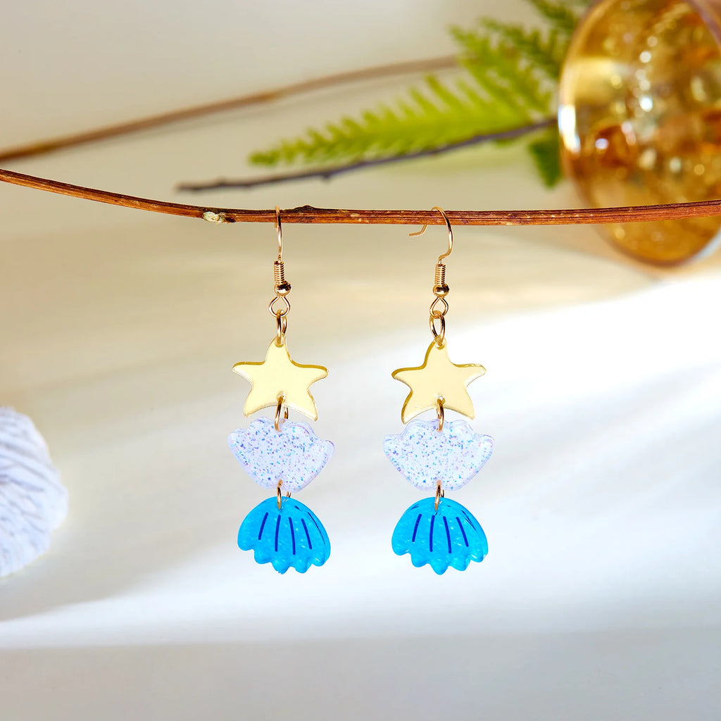CowLost | fashion-acrylic-starfish-shell-pendant-earrings-for-women-cute-goldfish-turtle-unique-dangle-earring-party-personality-jewelry |6