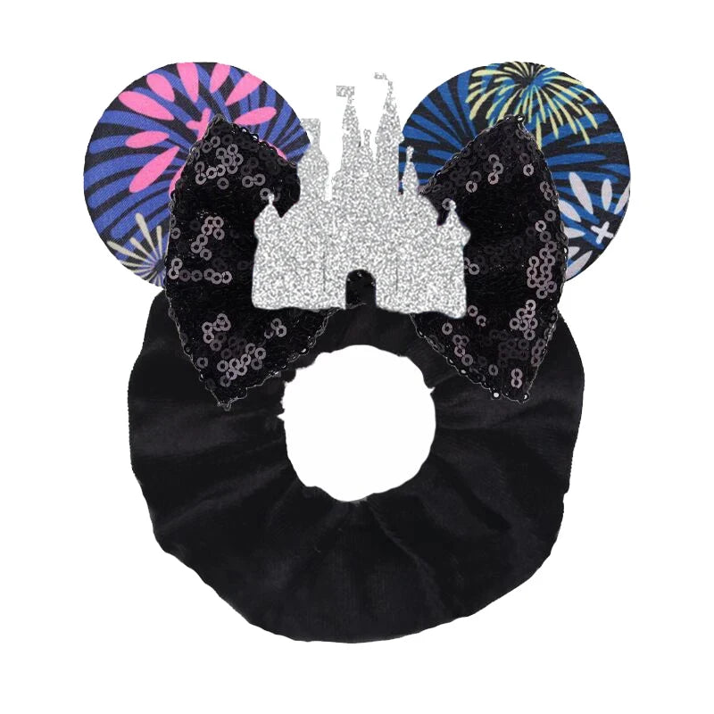 CowLost | cute-disney-castle-fireworks-balloons-hair-scrunchies-velvet-hairband-for-girls |36