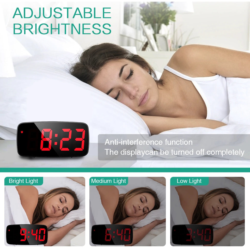 ORIA Digital LED Alarm Clock Voice Control Snooze Temperature Display Night Mode