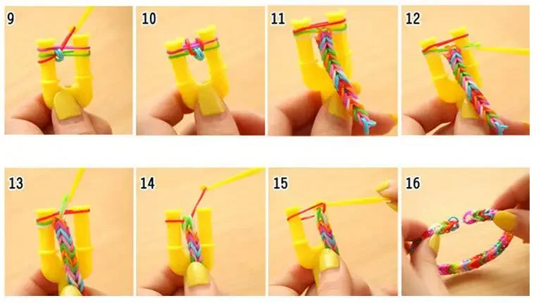 Colourful Rubber Loom Band Set Elastic Bracelet Weaving Toy with Charms