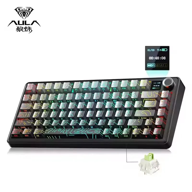 CowLost | aula-f75-max-wireless-mechanical-keyboard-with-tft-screen-knob-75-ansi-layout-wired-bluetooth-2-4g |24