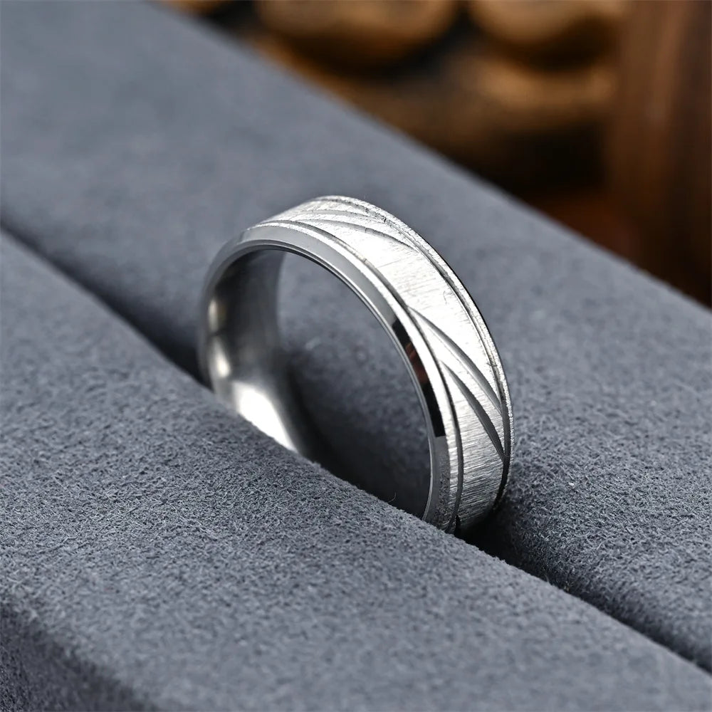 2025 Stainless Steel Couple Slash Rings Fashion Jewelry Wholesale