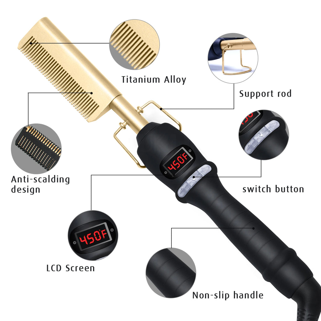 CowLost | tools-hair-iron-straightener-lcd-hot-comb-for-wet-dry-use |1
