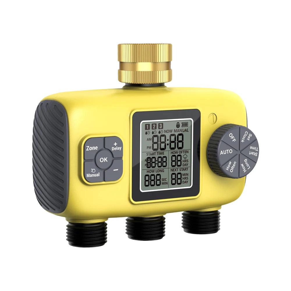 Intelligent 1-3 Zone Automatic Solar Water Timer Irrigation Controller for Garden Lawn