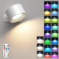 RGB Wall Lights with Remote, 19 Colors, 360° Rotation, 2000mAh Battery, Dimmable Touch Control for Bedroom